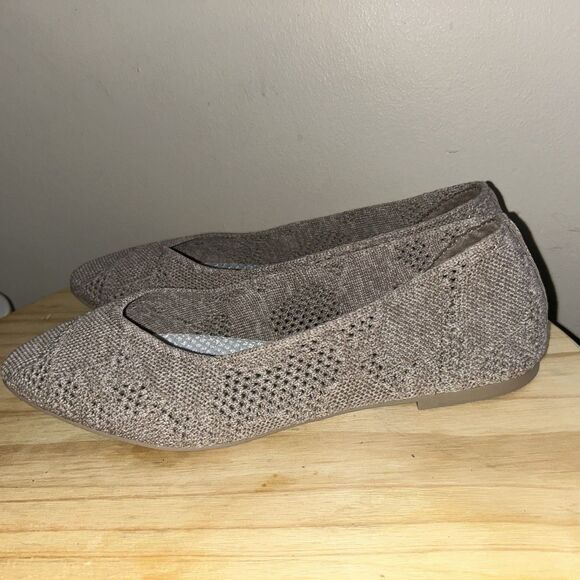 Skechers Cleo 2.0 Knitty City Taupe Ballet Flat Women 8 Air cooled Memory Foam - Picture 14 of 16
